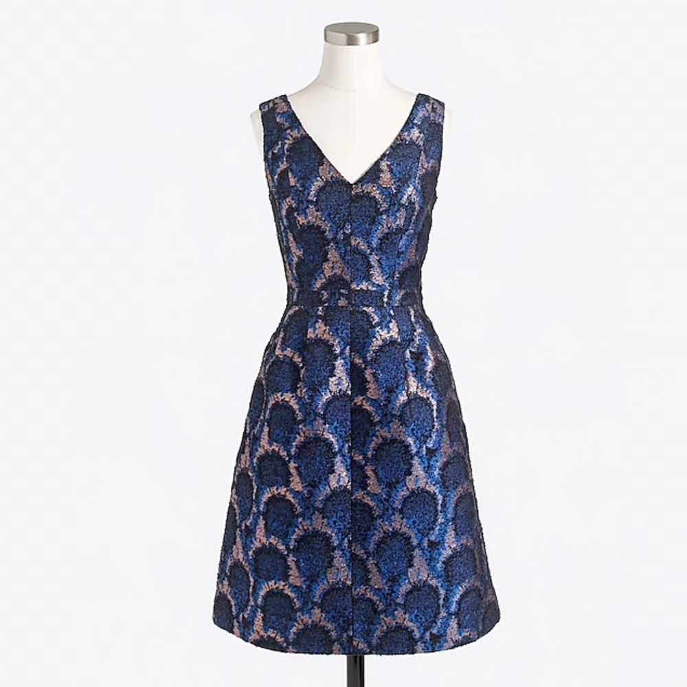 J Crew Factory peacock jacquard dress size 2